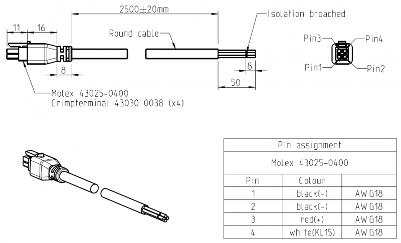 Stromversorgungskabel-4pol-2,5m